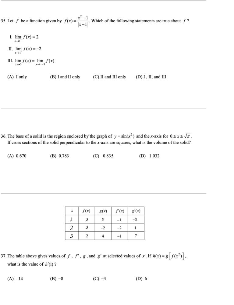 AP Calculus AB Practice Test 2